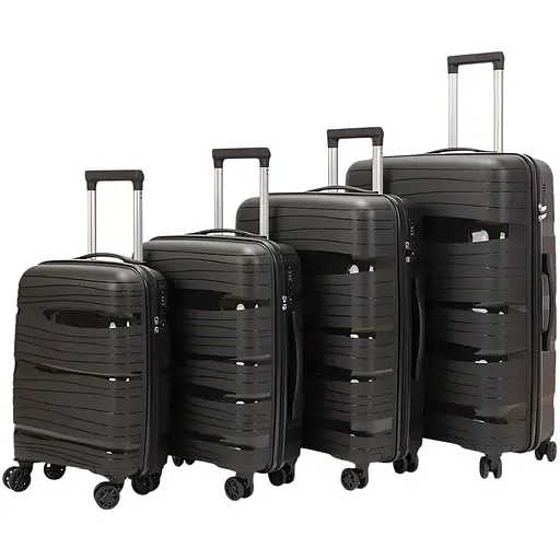 Набір валіз 4в1 ABS-пластик з кодовим замком і телескопічною ручкою чорний (PP002)