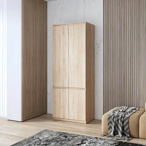 Шкаф для одежды Vays, c полками, в спальню, современный, c фасадами без ручек R-24 - фото 4