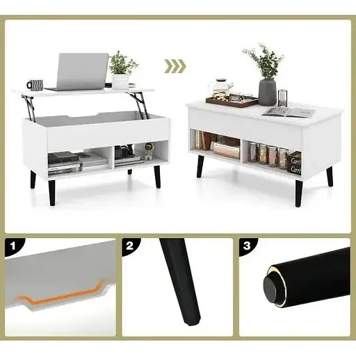 Стол трансформер Costway Lagom в стиле Loft белый - фото 6