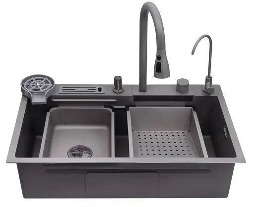 Кухонная мойка Kroner KRP Schwarze - SET7545NG PVD (3.0/0.8 мм) (CV033806) - фото 3