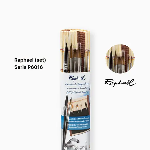 Набор кистей для акварели, Raphaël, 6 шт, в бамбуковом чехле - фото 2