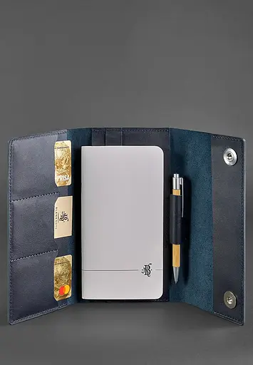 Шкіряний блокнот (Софт-бук) 5.0 темно-синій - фото 3