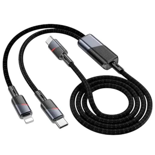 Кабель PD Hoco U139 C to C+iP 100W fast charging data cable 1.2 м чорний - фото 1