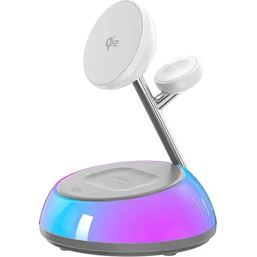 Бездротовий зарядний пристрій Wiwu 3in1 Aurora Qi2 with MagSafe White (Wi-W036) [136236]