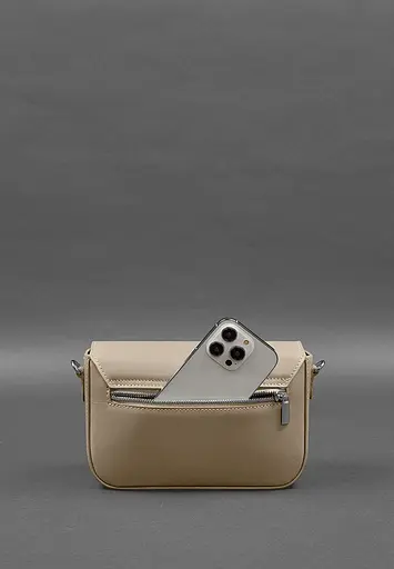 Женская кожаная сумка Mary светло-бежевая - фото 8