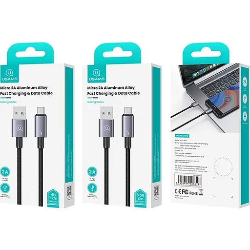 Кабель Usams US-SJ668 USB-A to Micro-USB 2A 1.2m Tarnish [138994] - фото 5