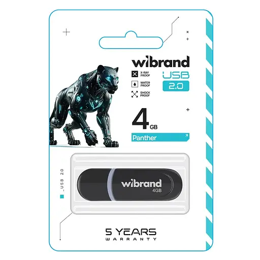USB флеш накопитель Wibrand 4 ГБ Panther Black USB 2.0 (WI2.0/PA4P2B) - фото 2