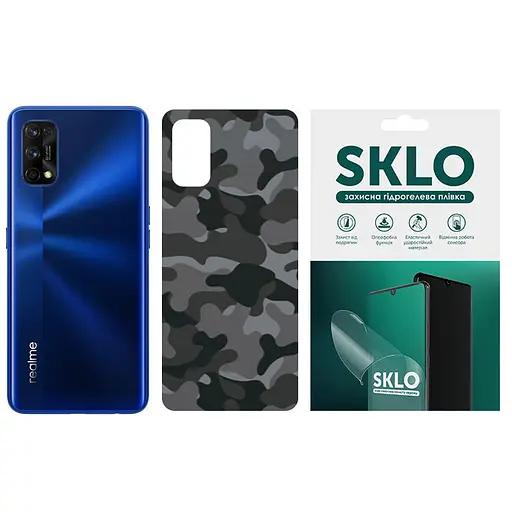Захисна гідрогелева плівка SKLO Back (тил) Camo для Realme 6 Сірий / Army Gray