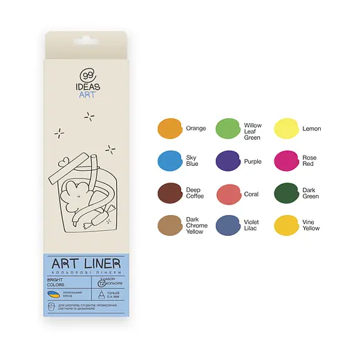 Набір кольорових лінерів, 12 кольорів, 12 set Bright colors, IDEA10-AL12BRGHT, 99IDEAS