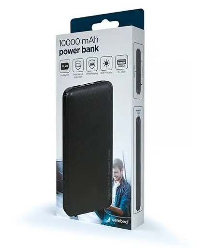 Внешний аккумулятор Power Bank Gembird PB20-02 20000mAh (Черный) - фото 3