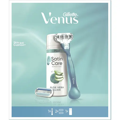 Подарочный набор для женщин Gillette Venus: бритва Smooth + сменные картриджи, 2 шт. + гель для бритья Satin Care 75 мл - фото 8