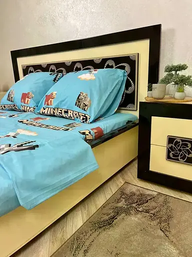 Постільна білизна бавовняна Майнкрафт Півтораспальна 150 x 220 Бязь 70 х 70 - фото 2