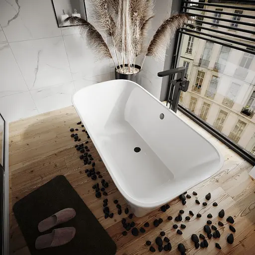 Ванна отдельностоящая глянцевая Amdcon Atlant 160x75 из литого камня ATLANT_160_HL Белый - фото 3