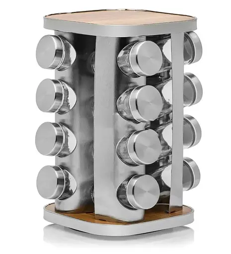 Органайзер набір для спецій на підставці, що обертається, Edenberg EB-18005 16 ємностей для зберігання спецій Сірий - фото 1