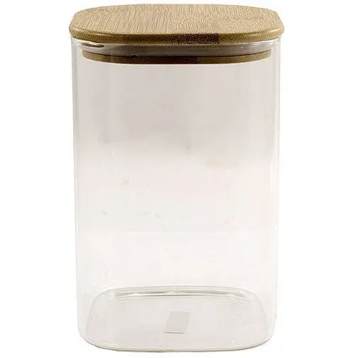 Банка для зберігання квадратна скляна Lumines з бамбуковою кришкою 10 x 15 см TS23017C