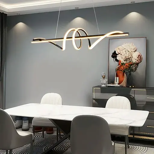 Скандинавская LED люстра в черном корпусе 100х19 см Line F | Ст. H24L-1000 BK - фото 1