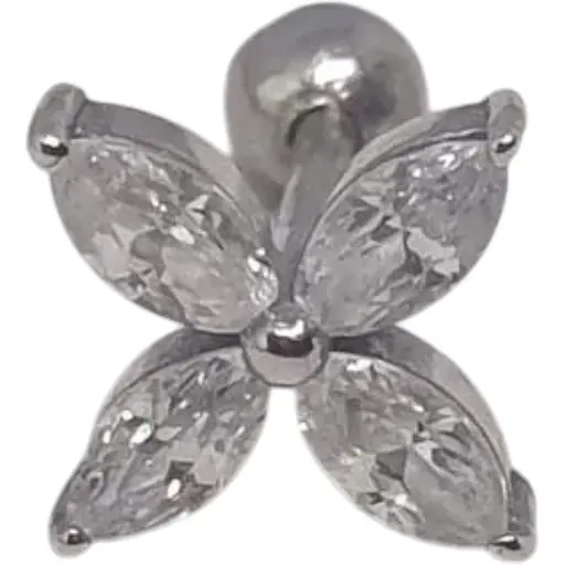 Срібна сережка для пірсингу хелікса Ірій з фіанітами. 40070.1