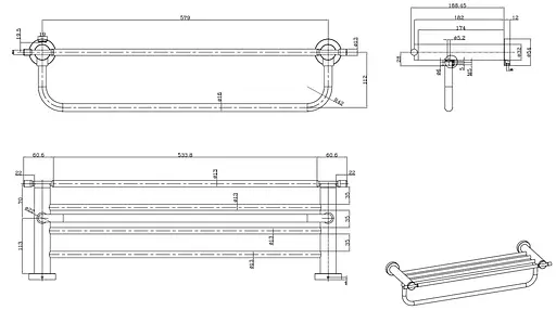 Полка с держателем для полотенец Gappo G1824, 580 мм, Хром - фото 2