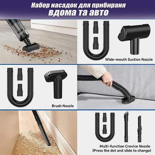 Автомобильный пылесос Suitu ST-8003 мощный USB аккумуляторный беспроводной ручной 120W - фото 5