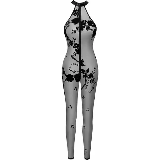 Бодистокинг Noir Handmade F315 Ego fLocked mesh halter catsuit - M - фото 5