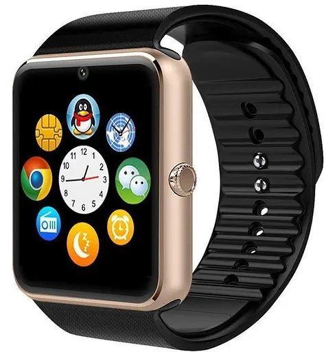Смарт-часы GT08 с камерой и Sim картой Gold Black (16149)