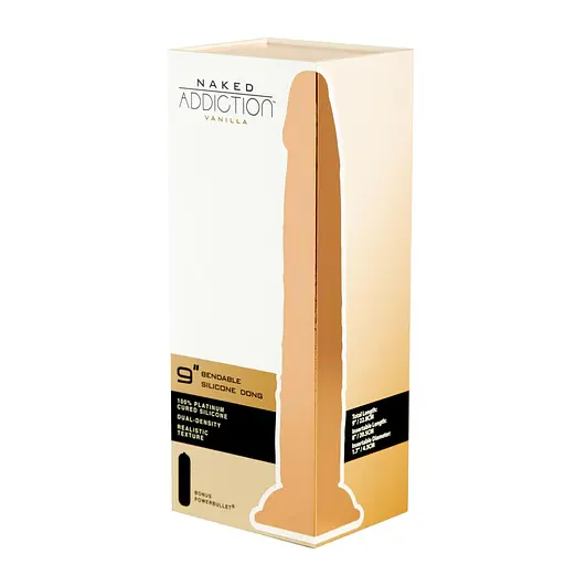 Фалоімітатор Naked Addiction – 9” Silicone Dual Density Bendable Dildo - Vanilla - фото 9