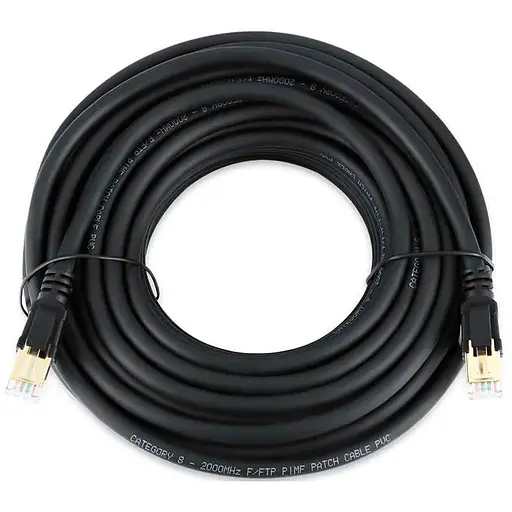 Патч-корд литий VEGGIEG, CCA, SSTP, RJ45, Cat.8, 25m, чорний