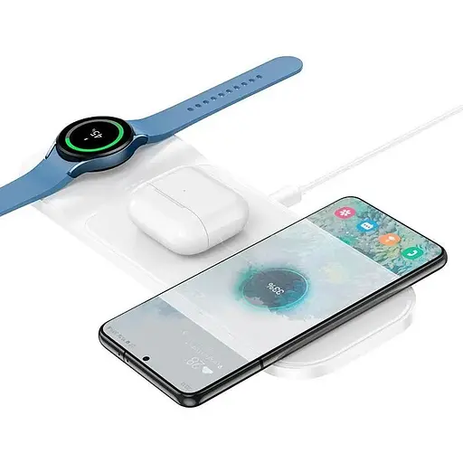 Зарядка Qi HOCO Step 3-in-1 wireless fast charger CQ6 (Samsung Watch) |223 W Total| - фото 1
