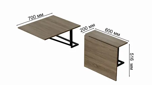 Стіл розкладний Олександр 5 Ferrum-decor 750x600x700 Чорний метал ДСП Дуб Сонома Трюфель 16 мм (FRD-104896) - фото 4