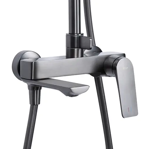 Душевая система универсальная Qtap Vlasta New на три потребителя (с изливом) QTVLA111GMB45651 Gunmetal Black PVD, Шлифованный черный хром - фото 3