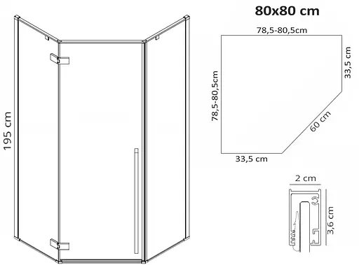 Душевая кабина Rea Diamond 80x80 gold REA-K6615, Золотой, Универсальная, прозрачная - фото 3