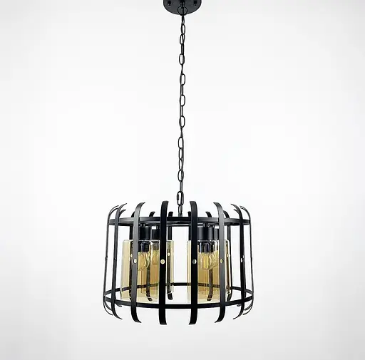 Підвісний світильник у стилі лофт на 4 лампочки Line.F Колір плафона Янтарний - фото 1