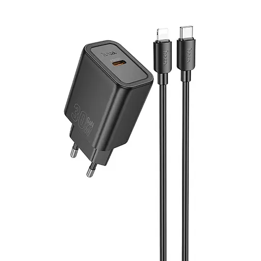 СЗУ Hoco N62 Gentle PD30W (1USB-C) + кабель Type-C to Lightning Black
