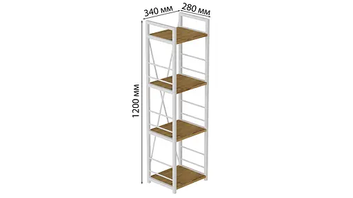 Этажерка 4/34 Ferrum-decor Серии Коннект 120x34x28 белый ДСП Дуб Артизан 16мм (FRD-104279) - фото 5