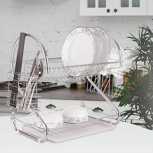 Сушарка для посуду Maestro Basic MR-1025-53 з нержавіючої сталі двоярусна з піддоном - фото 2