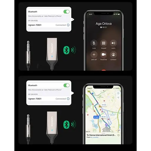 Bluetooth-ресивер UGREEN CM309 Bluetooth Car Receiver Aux with Mic (Space Gray)(UGR-70601) - фото 10