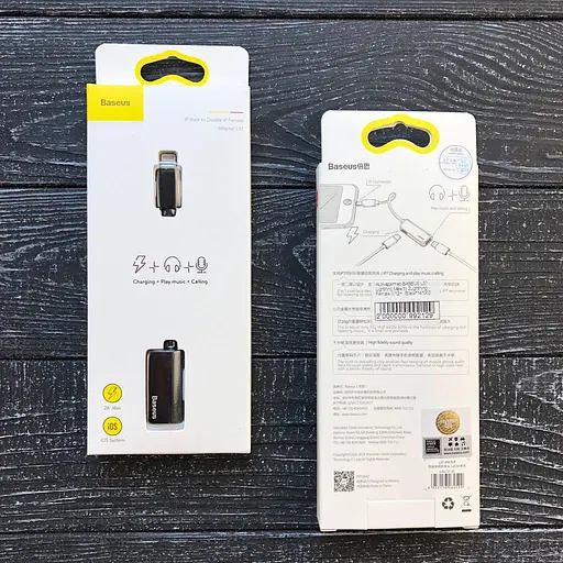 AUX-адаптер Baseus L37 Lightning Male to 2 Lightning Female 0.12 м - фото 2