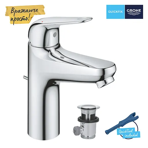 Змішувач для умивальника M-розміру Grohe QuickFix Swift 24325001 Хром - фото 6
