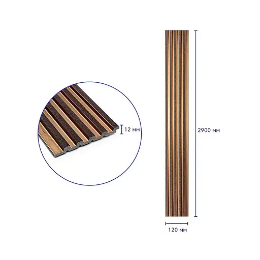 Рейка декоративна Wall Sticker PS 2900х120х12 мм Під коричневу шкіру з бронзою SW-00002135 - фото 3