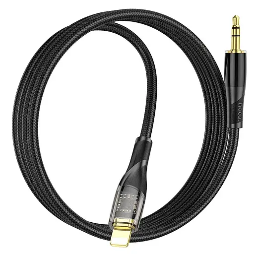 Аудіокабель HOCO UPA25 Transparent Discovery Edition Digital audio conversion cable iP Black - фото 5