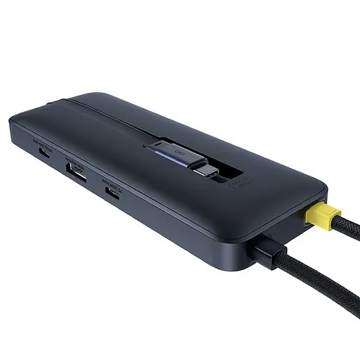 Перехідник HUB Baseus OS Dual Fast Charging 6in1 (Type-C to HDMI4K@60Hz+2xUSB-A+3xUSB-C) (B0007090) Cosmic Black - фото 2