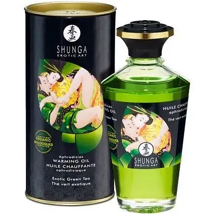 Органическое разогревающее масло Shunga Aphrodisiac Warming Oil - Exotic Green tea (100 мл)