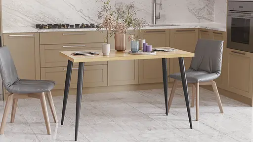 Кухонний стіл Марсель 50 Ferrum-decor 75x120x60 Чорний метал ДСП Дуб Артізан 32 мм (FRD-106702)