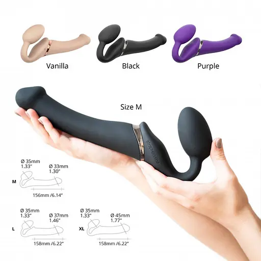 Двойной страпон с вибрацией Strap-On-Me 18 см черный - фото 7