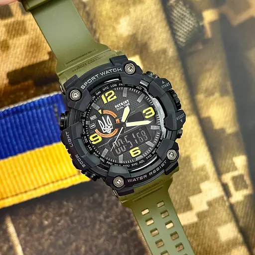 Наручний годинник чоловічий 002AGUASI Тризуб срібло Зелені + Коробка. Patriot acs0031074 - фото 3