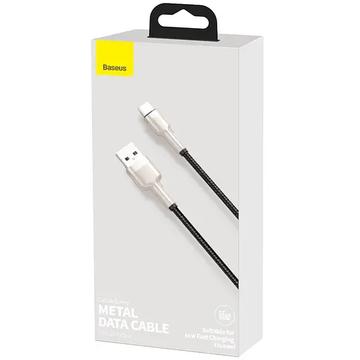 Дата кабель Baseus Cafule Metal Data USB to Type-C 66W (1m) (CAKF00010) Black - фото 6