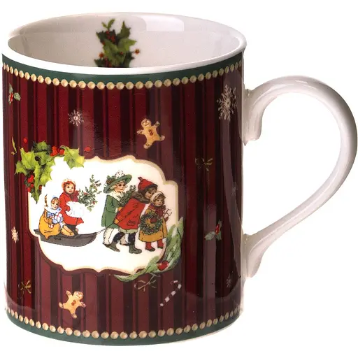 Чашка новорічна Чарівне Різдво R33351 фарфорова у подарунковій коробці 420 мл Червона - фото 1