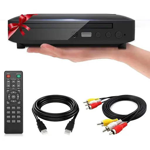 DVD плеєр Tojock Mini Multimedia Player DVP-508 Програвач DVD дисків для телевізора з кабелями HDMI AV