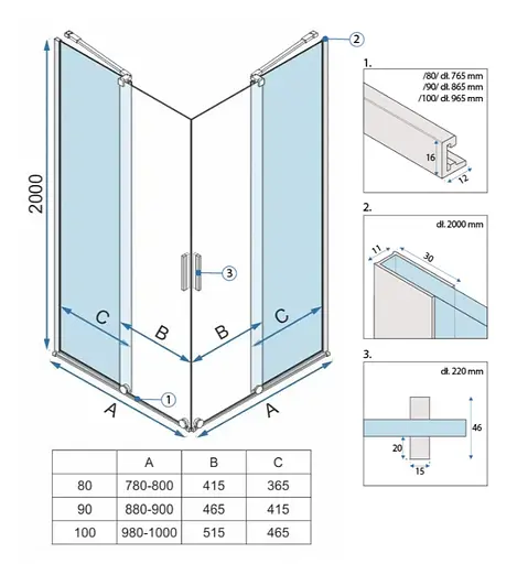 Душова кабіна Rea Montana 80x100 brashed gold REA-K6635, Універсальна, прозорий, золотий - фото 7