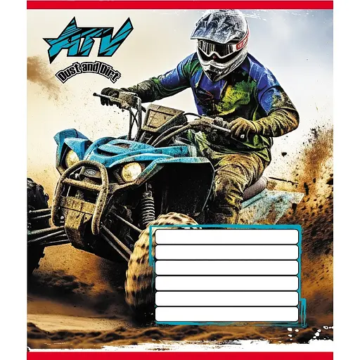 Тетрадь ученическая Квадроциклы 012-510232C-3 в косую линию, 12 листов